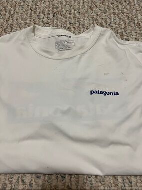 Patagonia Cream Tee with Navy Logo